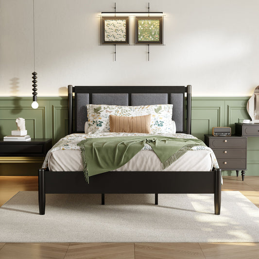 Solid Wood Queen Bed and Heavy Duty Support