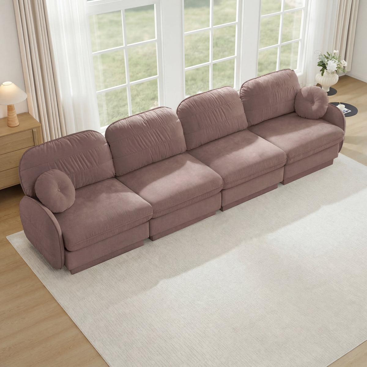 Elegant Chenille Cloud And A Four Seater Sofa