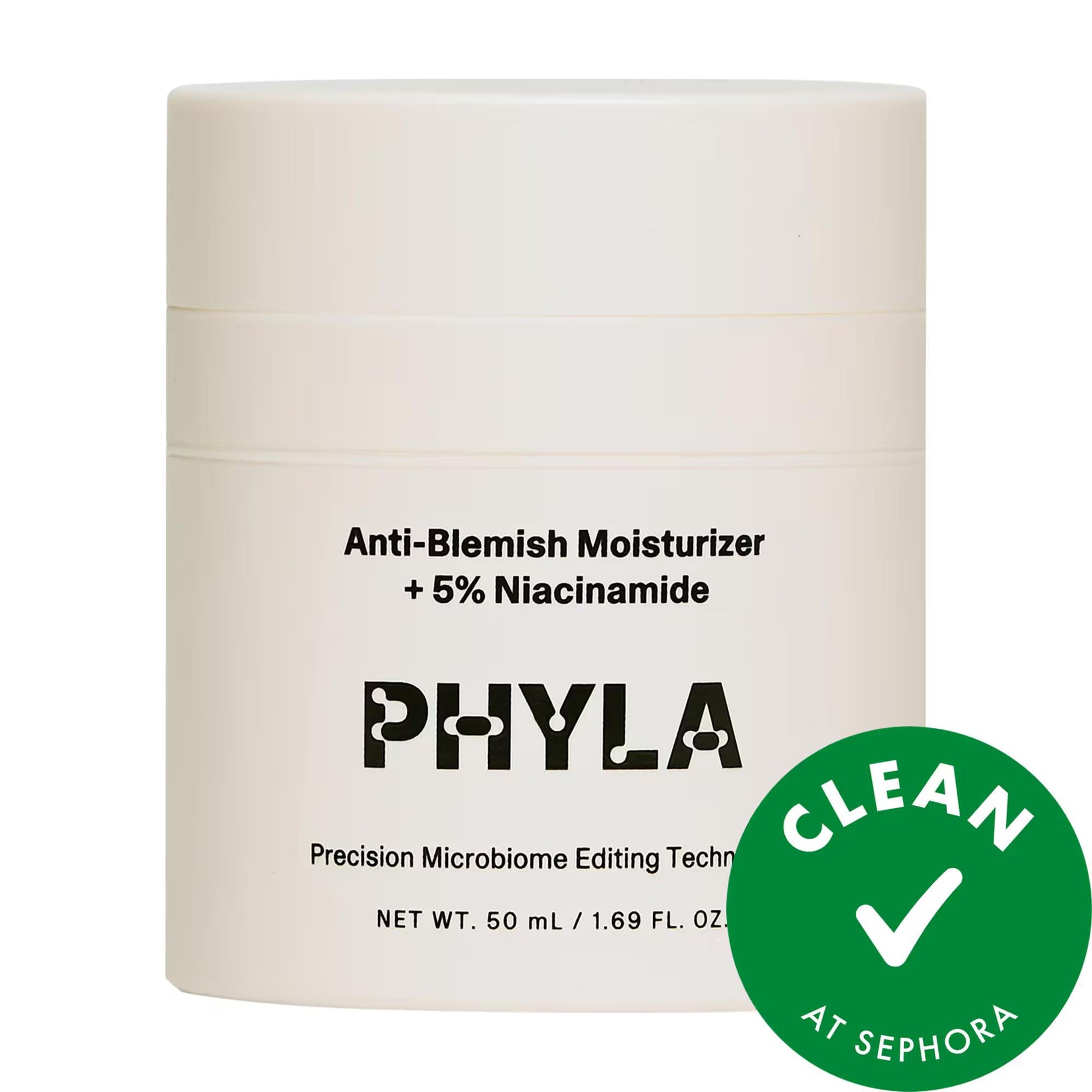 Face cream bottle in beige plastic with label Anti-Blemish Moisturizer + 5% Niacinamide on Tampa Home & Garden Store