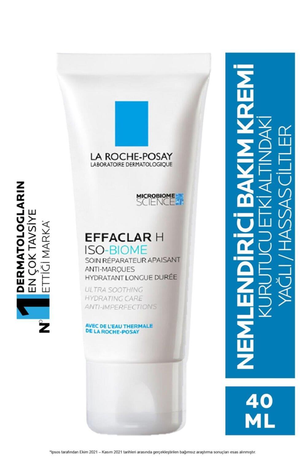 La Roche-Posay Effaclar H Iso-Biome moisturizing cream tube, white with blue square logo, 40 ml on Tampa Home & Garden Store