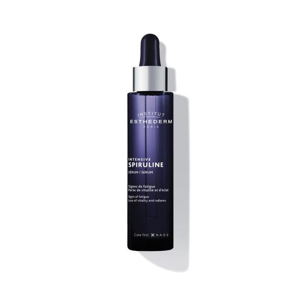 Face serum Institut Esthederm Intensive Spiruline Serum bottle, dark blue glass with dropper, 30 ml on Tampa Home & Garden Store