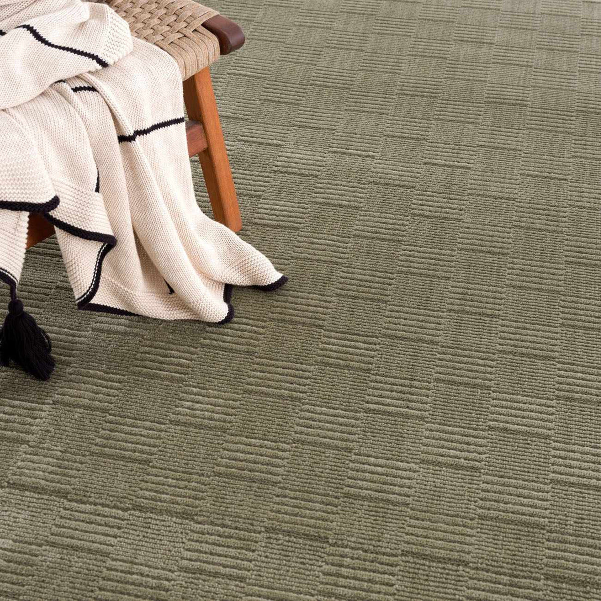Kazuma green washable area rug with ribbed texture in olive tone on Tampa Home & Garden Store
