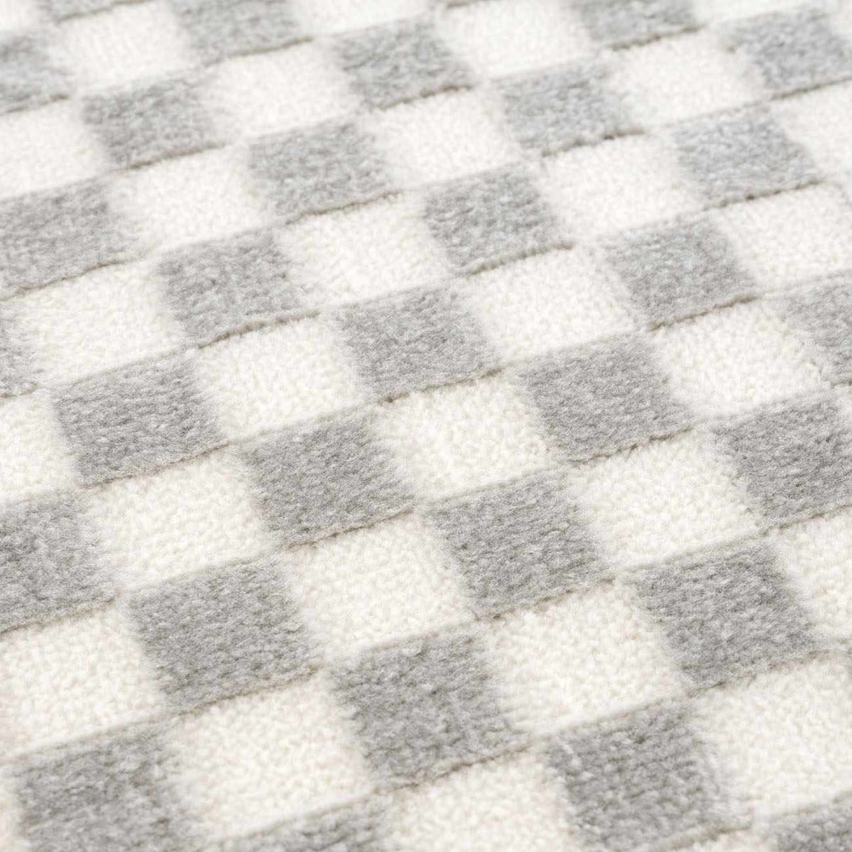 Gaiwan Cream Gray Washable Area Rug with cream gray checkerboard pattern by Boutique Rugs on Tampa Home & Garden Store