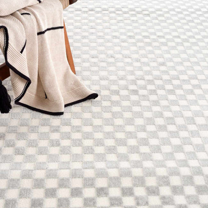 Gaiwan Cream Gray Washable Area Rug checkered cream gray Boutique Rugs on Tampa Home & Garden Store