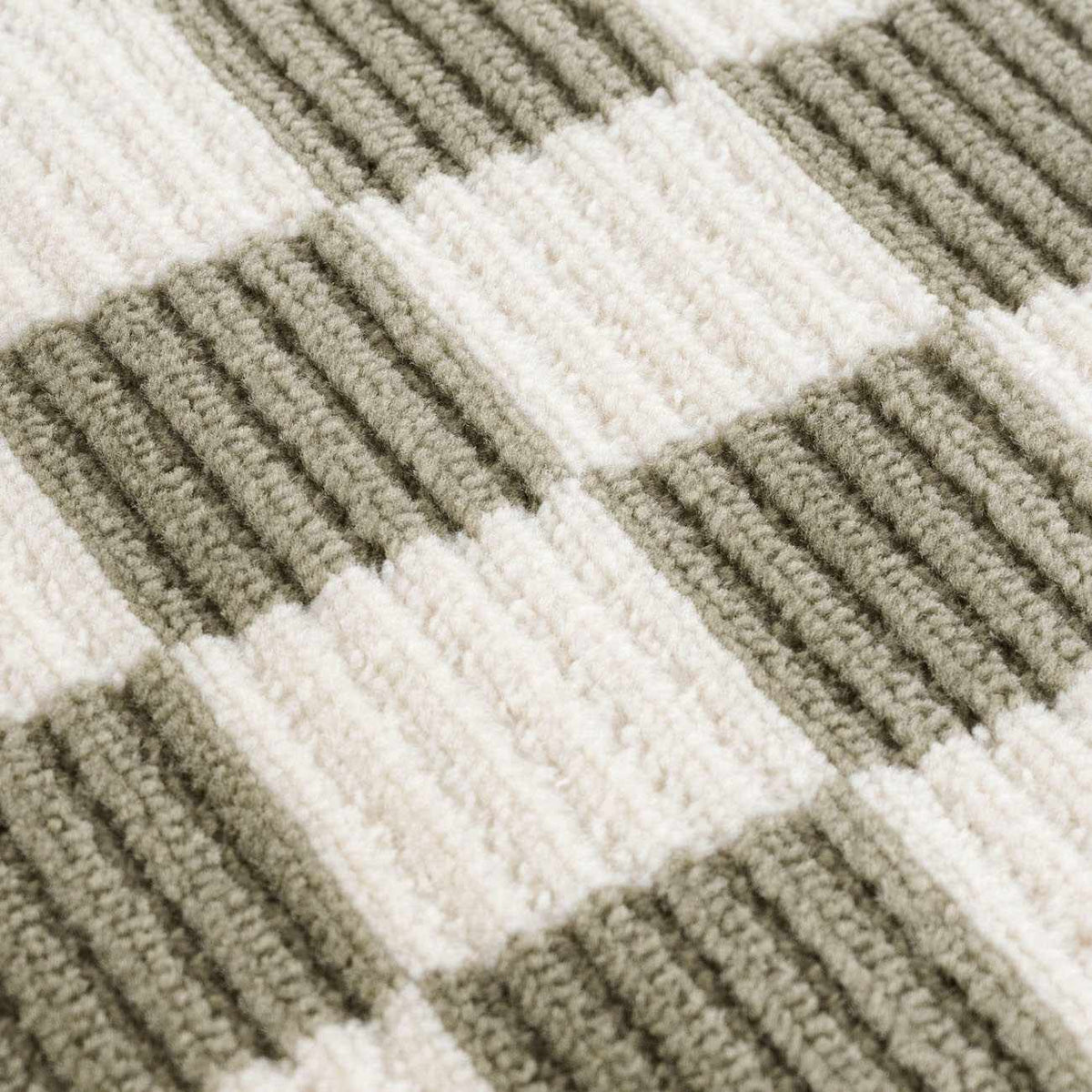 Kaysar olive green checkered washable area rug with shaggy texture by Boutique Rugs on Tampa Home & Garden Store