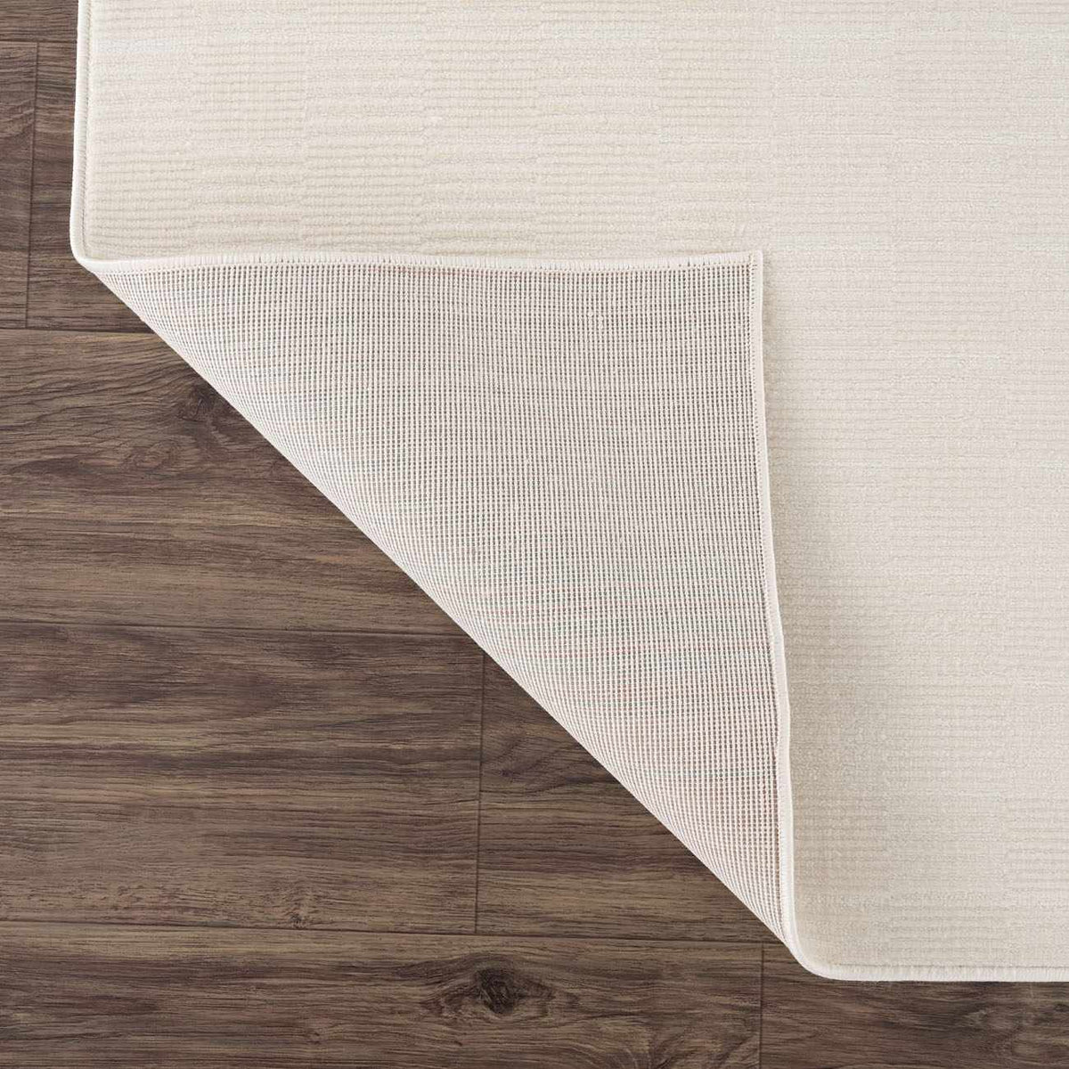 Kazuma Cream Checkered Washable Area Rug, cream color, Boutique Rugs, underside grid on Tampa Home & Garden Store