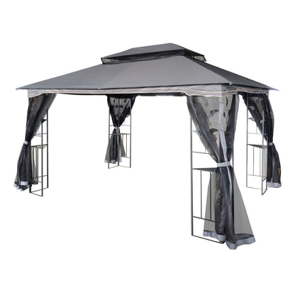 Patio gazebo tent with ventilated double roof and mosquito net, gray canopy HouseOfZazla on Tampa Home & Garden Store
