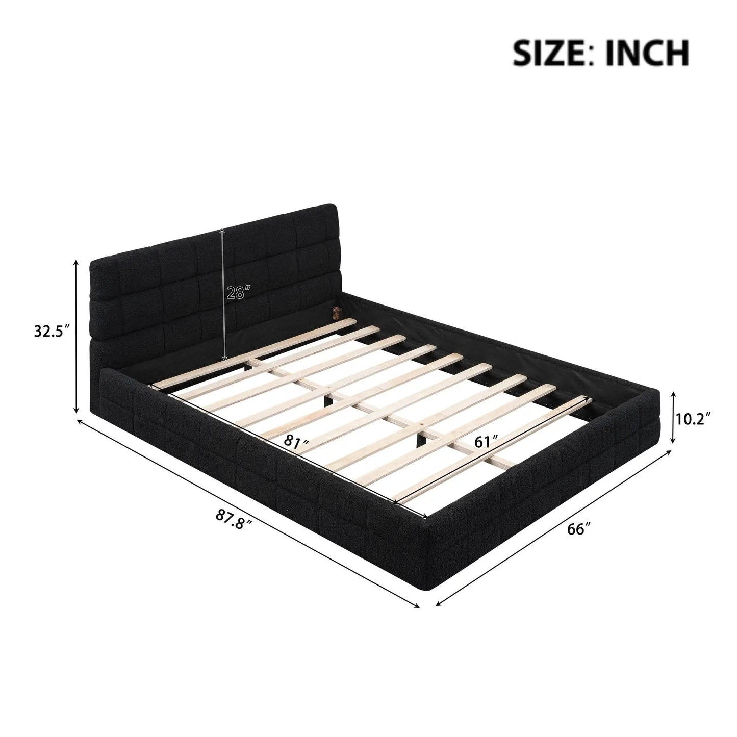 Upholstered platform bed with black tufted headboard and foundation by Unique Piece Furniture on Tampa Home & Garden Store