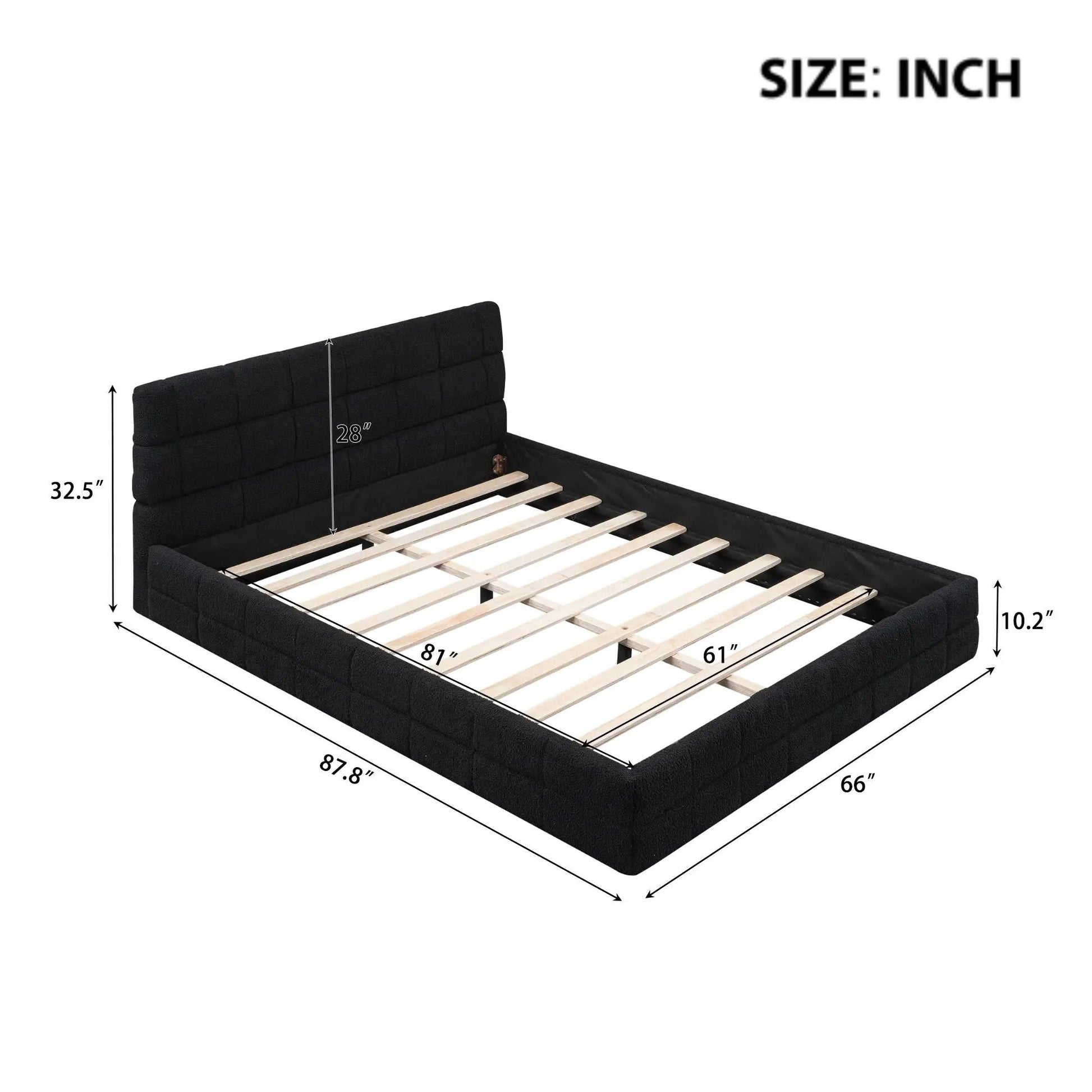 Upholstered platform bed with black tufted headboard and foundation by Unique Piece Furniture on Tampa Home & Garden Store