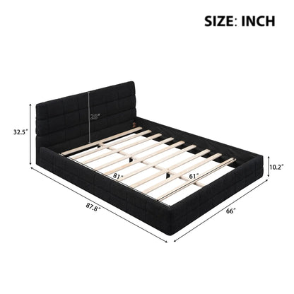 Upholstered platform bed with black tufted headboard and foundation by Unique Piece Furniture on Tampa Home & Garden Store