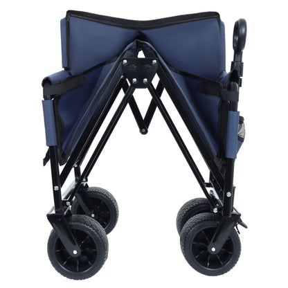 HouseOfZazla 3-in-1 folding wagon with blue bench seat and storage, multiwheel chassis on Tampa Home & Garden Store