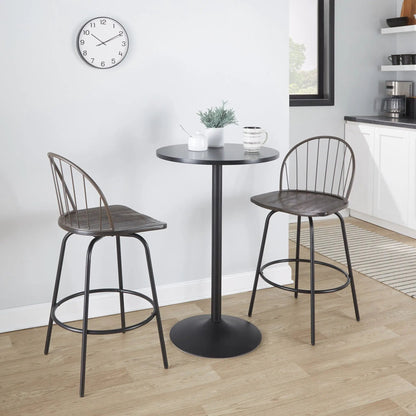 Riley Claire farmhouse counter stools set of 2 with black metal frames and round footrests on Tampa Home & Garden Store