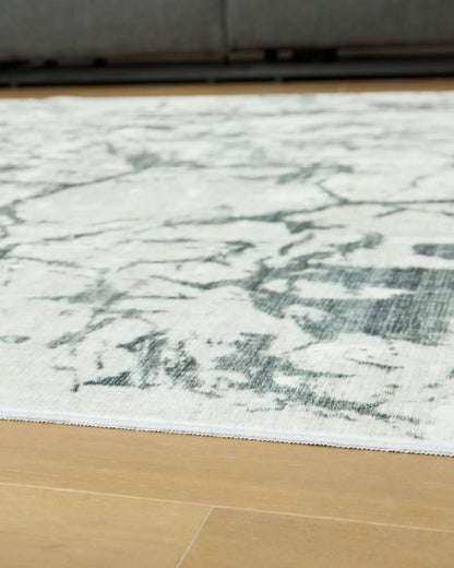 Tobinbury Washable Faux Fur Rug Gray Abstract