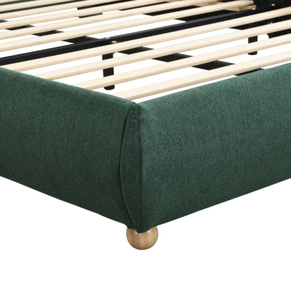 Upholstered Platform Bed with Curved Headboard