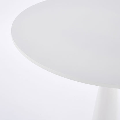 Round White Kitchen Table with Metal Base