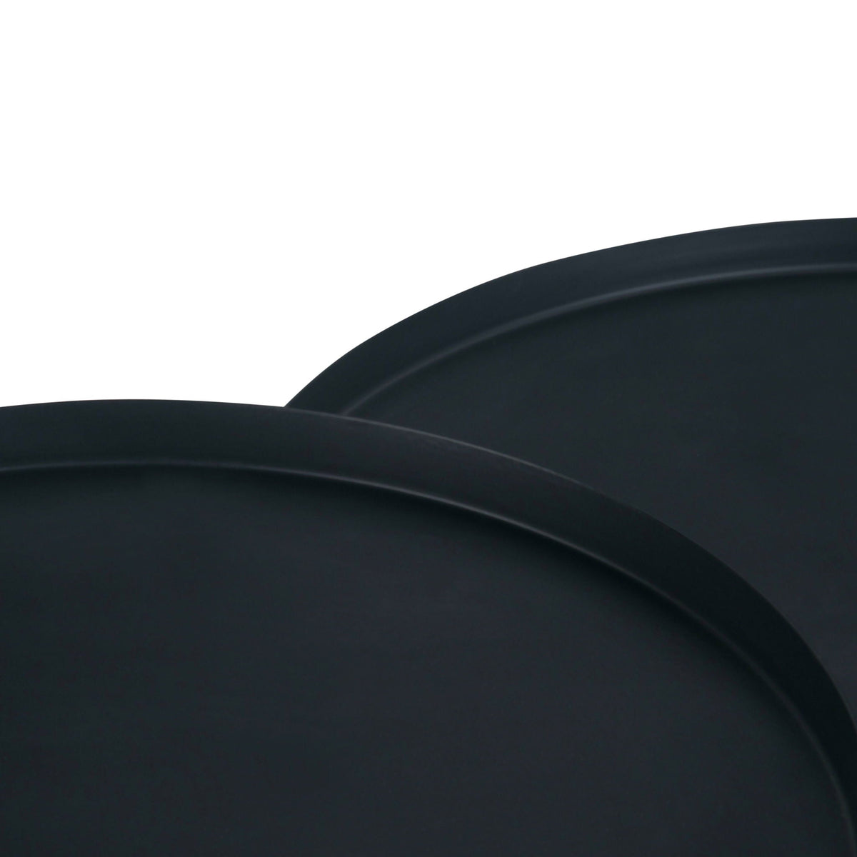 Monet Black Metal Nesting Tables by HouseOfZazla; two dark circular metal tops on Tampa Home & Garden Store