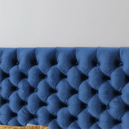 Annecy Contemporary Upholstered Headboard blue velvet tufted design by HouseOfZazla on Tampa Home & Garden Store