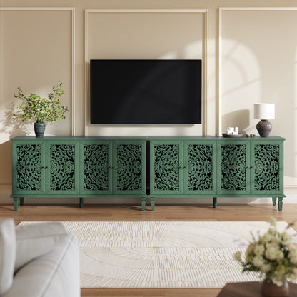 60' antique buffet cabinet with floral carvings, green finish HouseOfZazla Buffets & Sideboards on Tampa Home & Garden Store