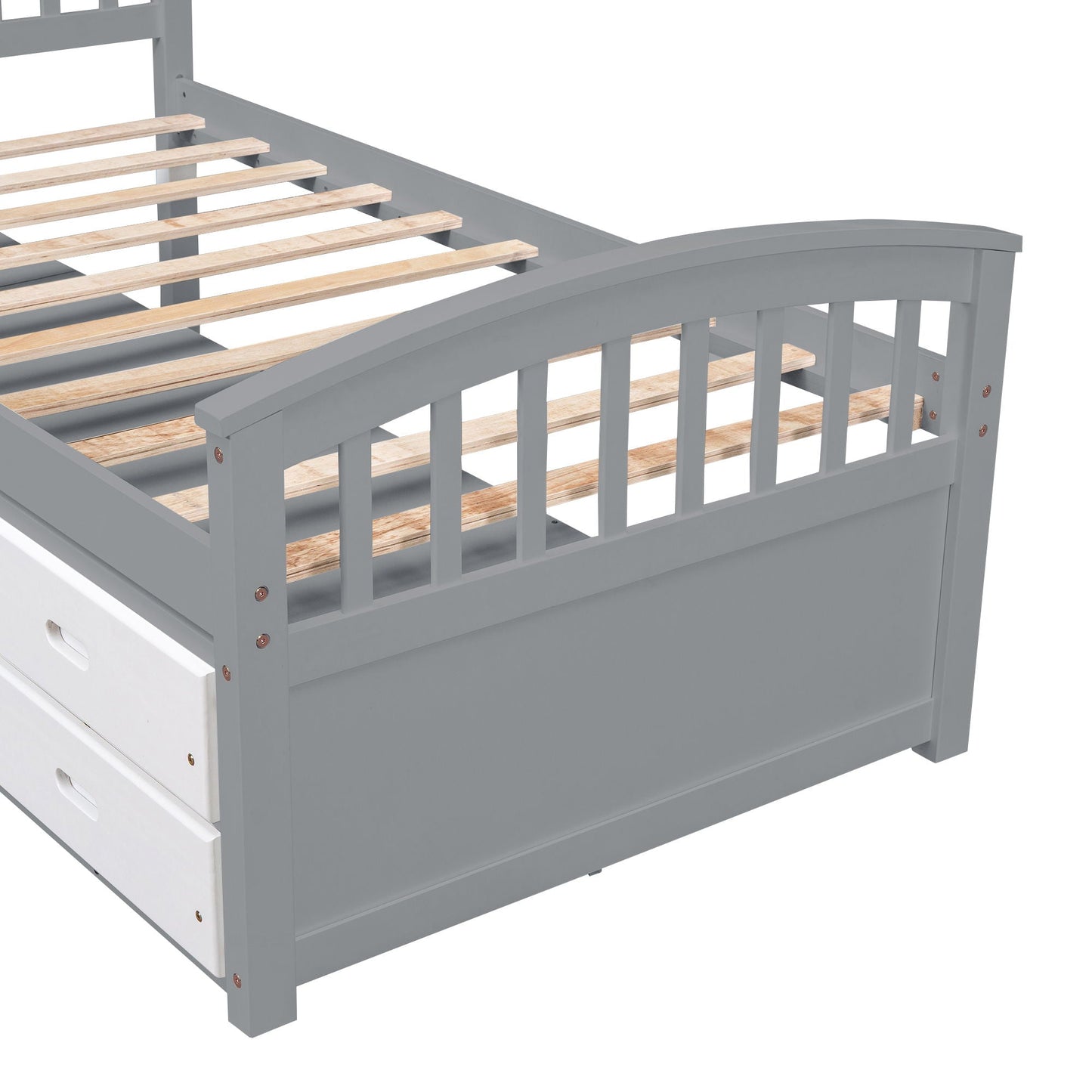 6-drawer platform storage bed in gray solid wood with slatted base on Tampa Home & Garden Store