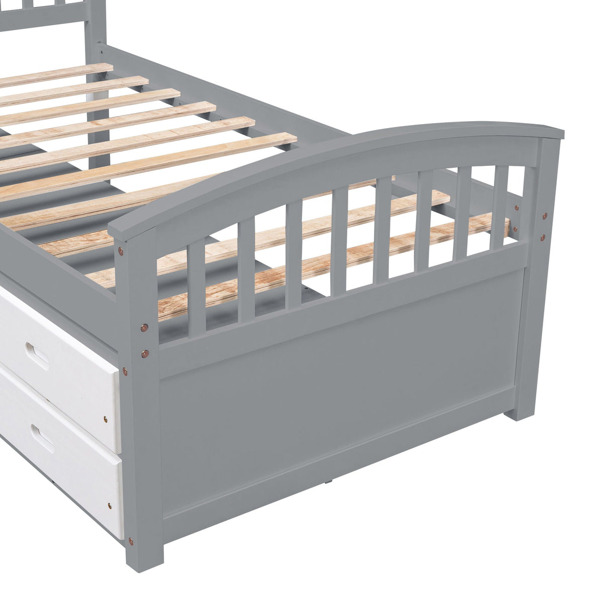 6-drawer platform storage bed in gray solid wood with slatted base on Tampa Home & Garden Store