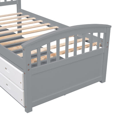 6-drawer platform storage bed in gray solid wood with slatted base on Tampa Home & Garden Store