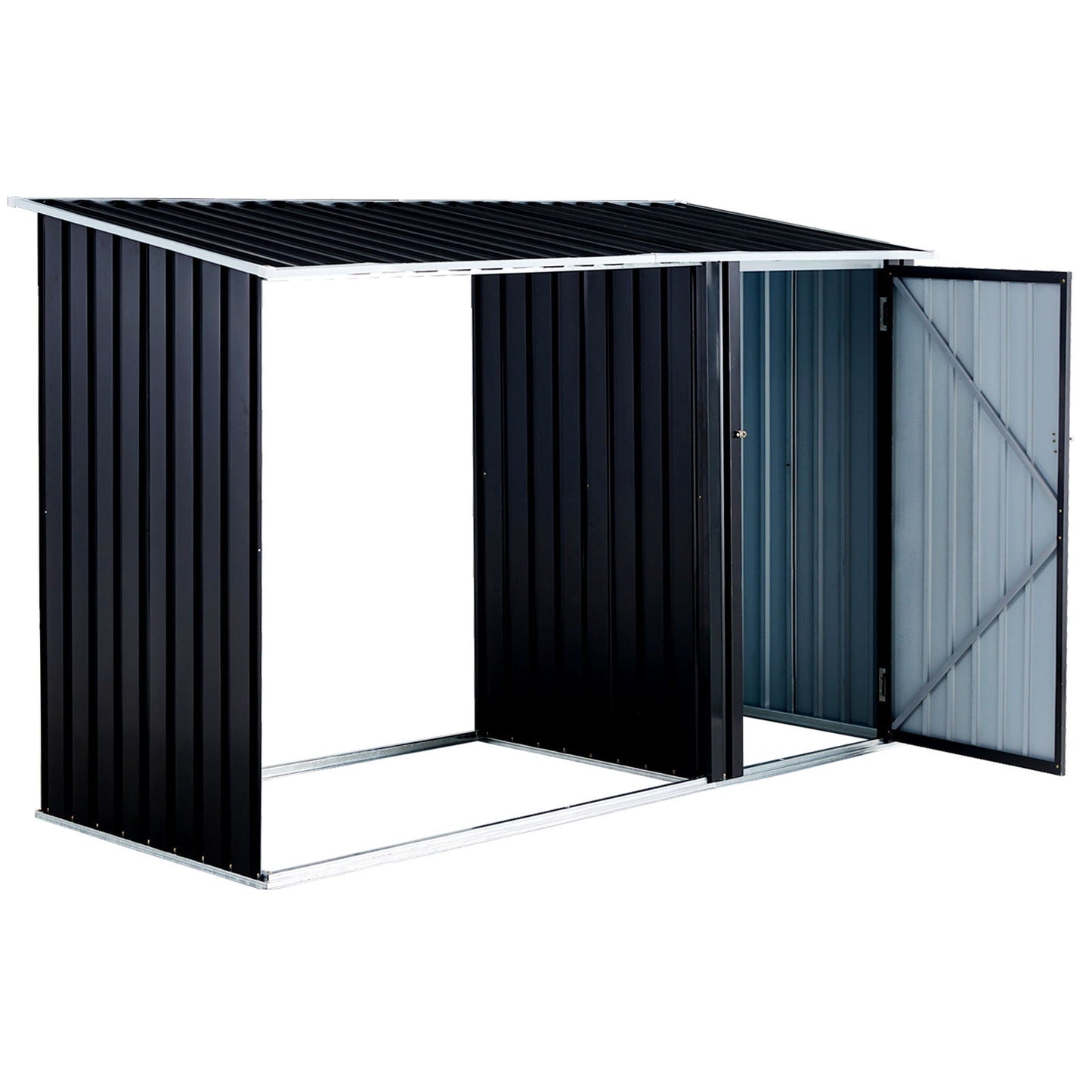 Outdoor Galvanized Firewood and Storage Shed