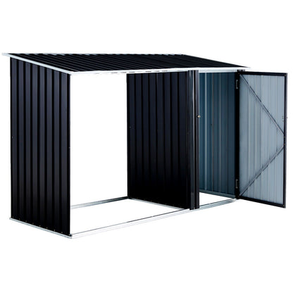 Outdoor Galvanized Firewood and Storage Shed