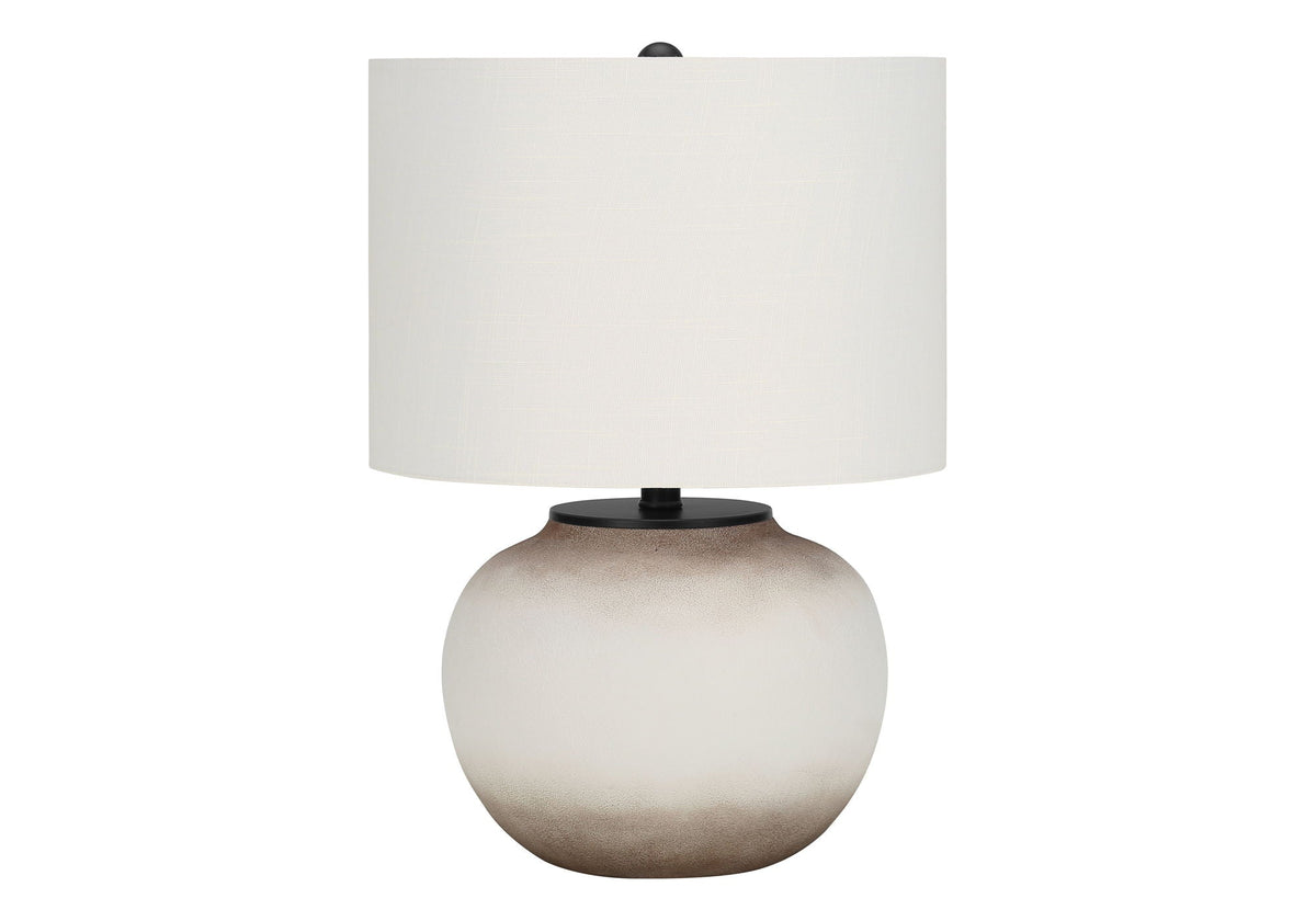 HouseOfZazla cream ceramic table lamp with textured glaze base and cream fabric shade on Tampa Home & Garden Store