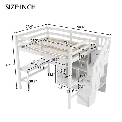 Loft Bed and L Shaped Desk With Storage Drawers