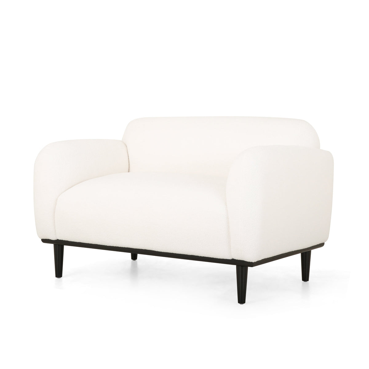 Contemporary Boucle Loveseat and Rounded Design