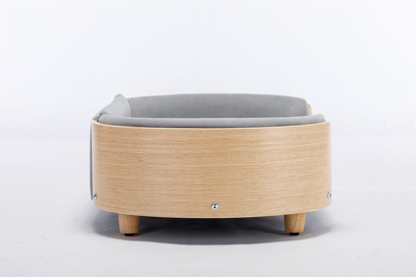 Scandinavian Style Elevated Dog Bed with light grey velvet cushion mid size on Tampa Home & Garden Store