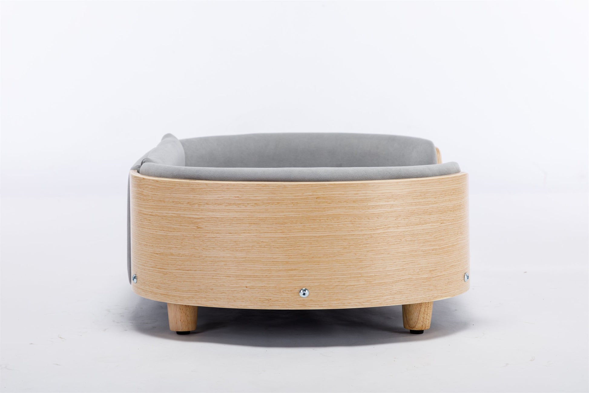 Scandinavian Style Elevated Dog Bed with light grey velvet cushion mid size on Tampa Home & Garden Store