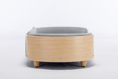 Scandinavian Style Elevated Dog Bed with light grey velvet cushion mid size on Tampa Home & Garden Store