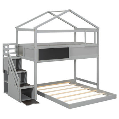 House Style bunk bed with storage staircase and board, gray metal frame by HouseOfZazla on Tampa Home & Garden Store
