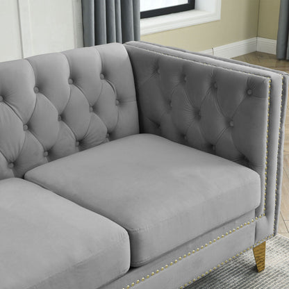 Modern Button Tufted Sofa With Nailhead Trim