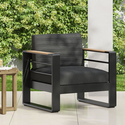 Giovanna Club Chair outdoor chair with aluminum frame and dark gray cushions on Tampa Home & Garden Store