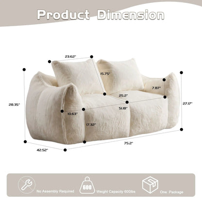 Giant Bean Bag Couch and Fluffy Loveseat
