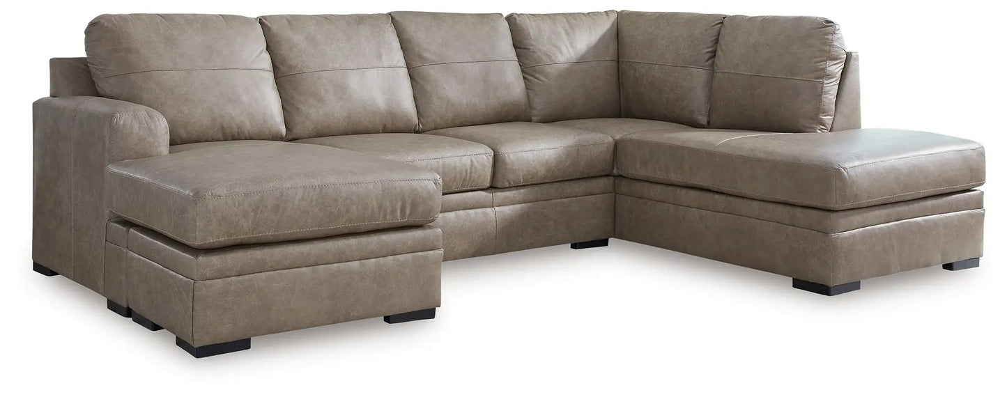 Amuleto sectional sofa in taupe leather with right chaise by Unique Piece Furniture on Tampa Home & Garden Store
