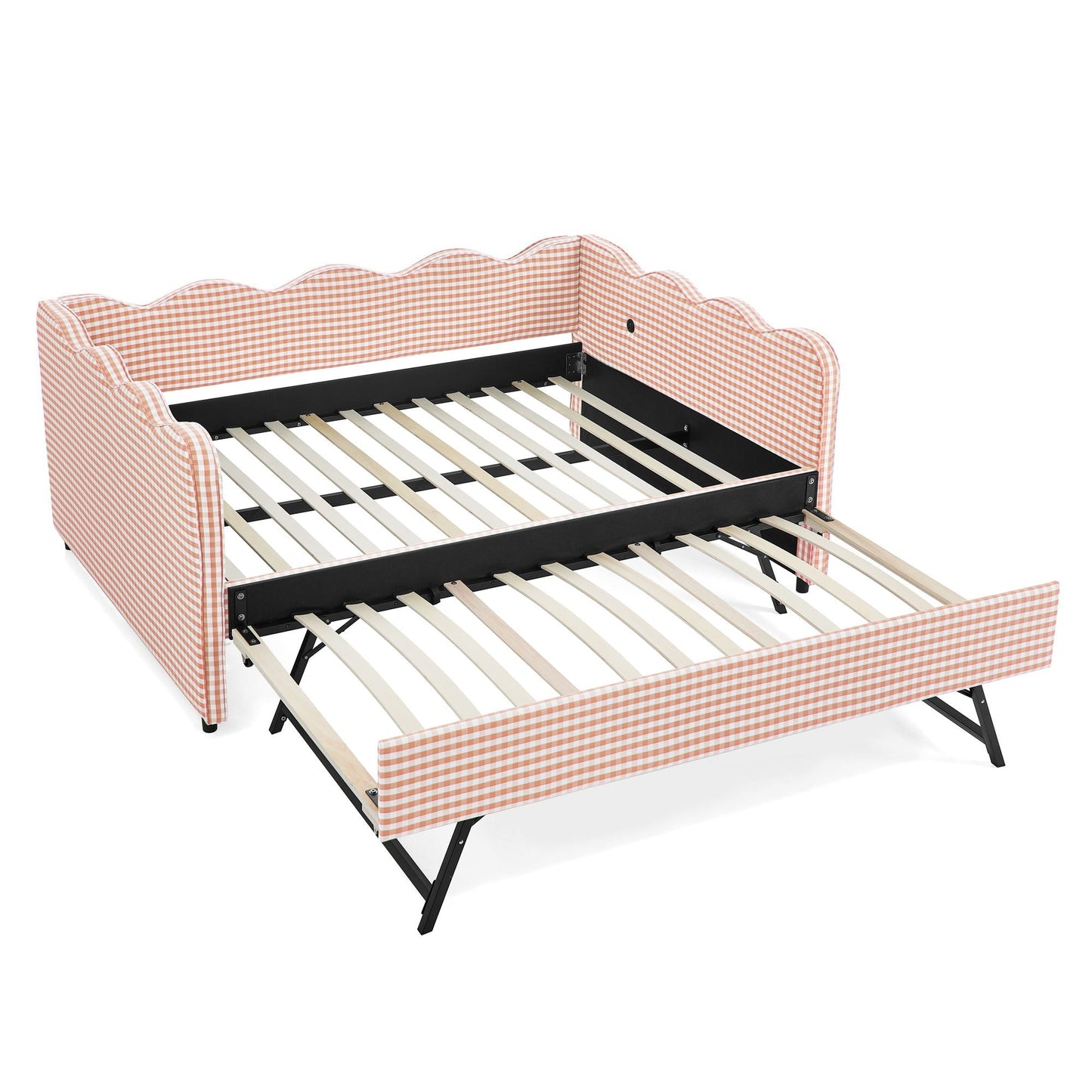 Gingham Daybed With Usb Port And The Wave Shape