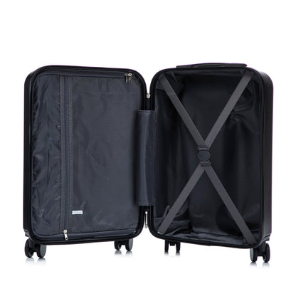 HouseOfZazla 14' & 20' ABS spinner luggage set open with cosmetic case, mesh pockets black on Tampa Home & Garden Store