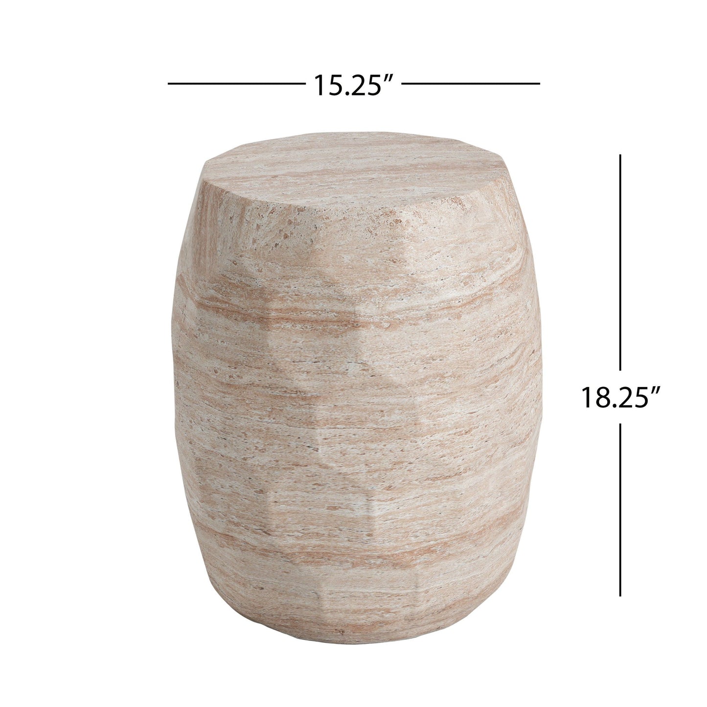 Indoor And Outdoor Beige Travertine Side Table