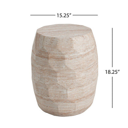 Indoor And Outdoor Beige Travertine Side Table
