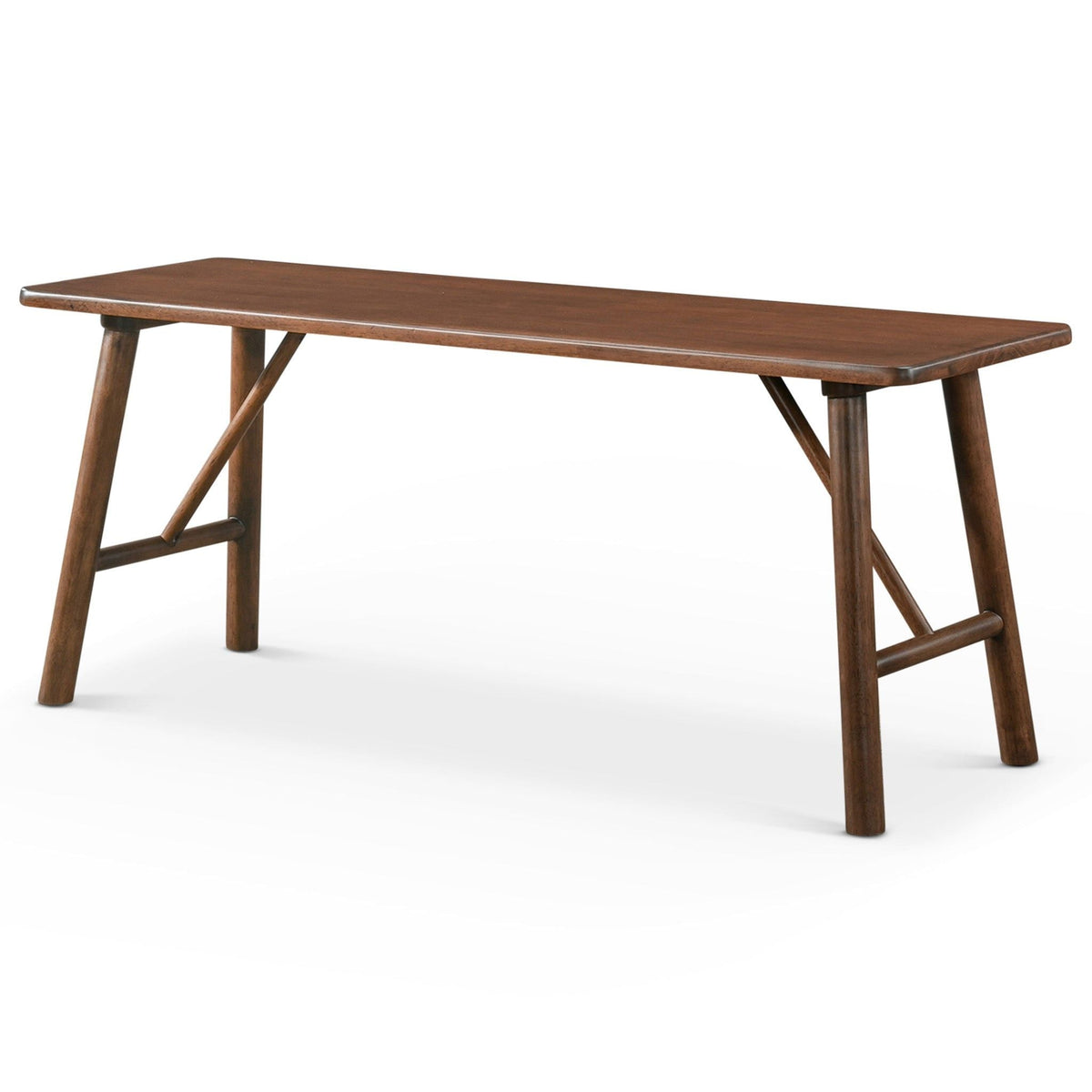 Walnut Brown Accent Bench by HouseOfZazla, solid wood construction, mid-century style on Tampa Home & Garden Store