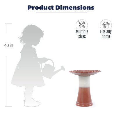 Handmade glazed ceramic bird bath by HouseOfZazla; terracotta pedestal, garden decor on Tampa Home & Garden Store