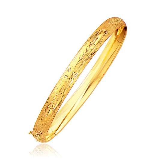Bracelet Classic Floral Carved Gold Bangle 14k Yellow Gold 6.0mm by Bids.com on Tampa Home & Garden Store