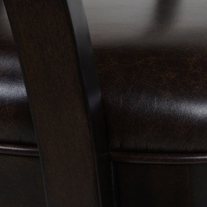 Swivel counter height bar stool with high back in dark brown leather and hardwood frame on Tampa Home & Garden Store
