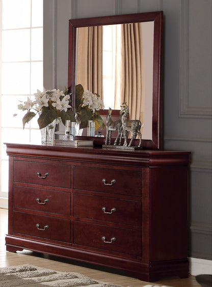Louis Philippe Bedroom Mirror with dark mahogany frame and two horse figurines on dresser on Tampa Home & Garden Store