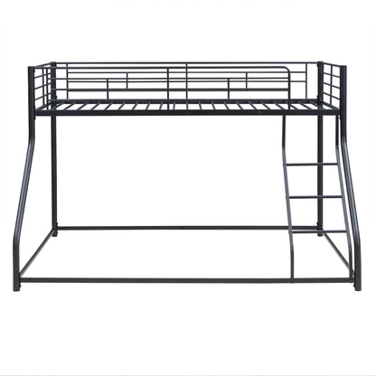 Metal bunk bed frame by HouseOfZazla in black with a sloped ladder, space-saving design on Tampa Home & Garden Store