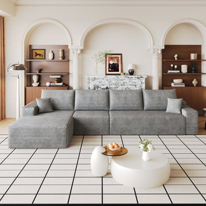 135in Cloud Sectional Couch with L-Shape Chaise by HouseOfZazla in light gray upholstery on Tampa Home & Garden Store