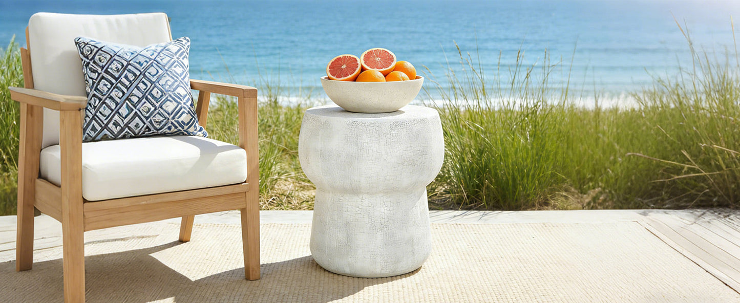 Modern Patio Accent Table with Cracked Finish